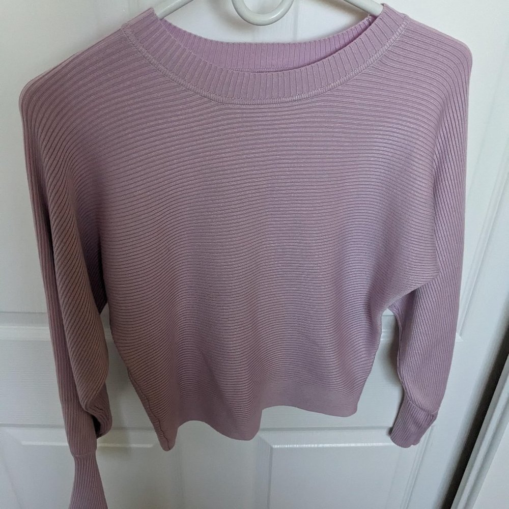 LILAC LAVENDER RIBBED SWEATER - PINK ROSE VINTAGE BRAND - WOMEN'S XS
